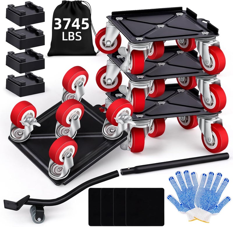 BTECH Heavy Furniture Movers with 5 Wheels Furniture Dolly Rotatable Wheel Dolly for Moving Furniture Lift Mover Tool Set Carbon Steel Panel Heavy Duty Dolly Maximum Load 3475 LBS - Image 1